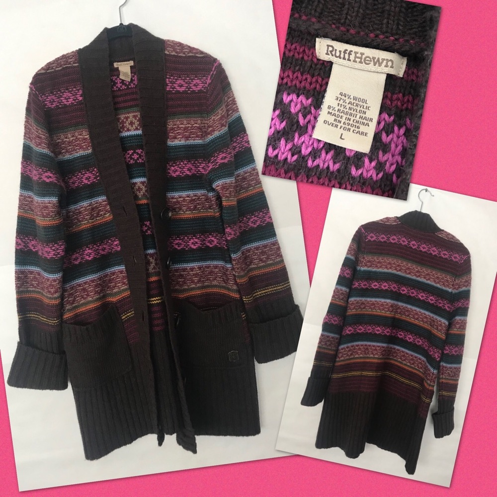 Ruff Hewn Long, Colorful Cardigan Sweater